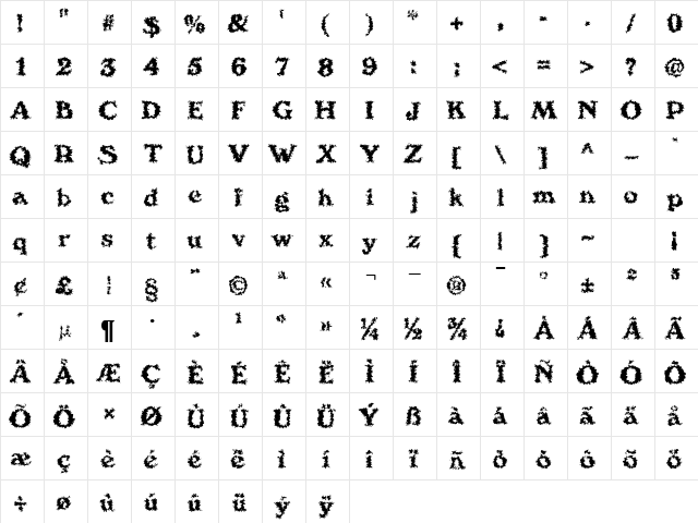 We4 DB Normal  glyph index