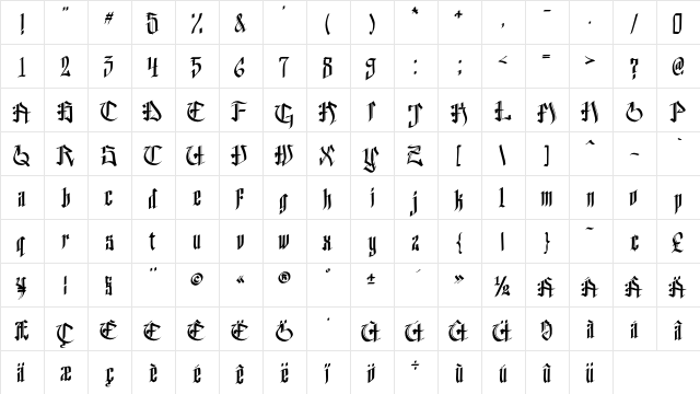 helvedding Regular  glyph index