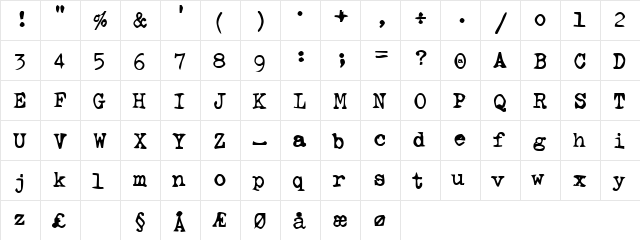 Ghostwriter Regular  glyph index