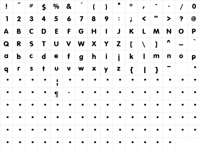 QTVagaRound Bold  glyph index