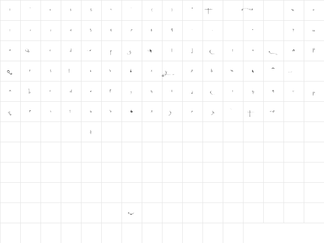 Anywhere Regular  glyph index