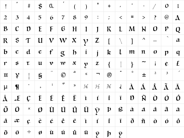AIWeissenau Regular  glyph index