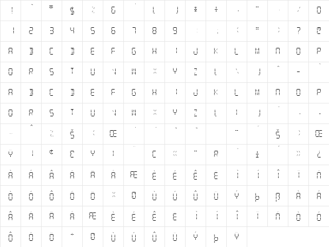 SF Digital Readout Light  glyph index