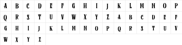 Black Rainbow Serif FREE Regular  glyph index