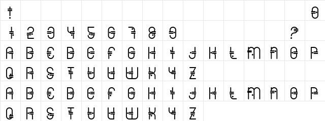 Naggy Screen Regular  glyph index