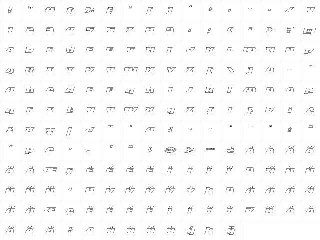 Black Bishop Outline Italic Outline Italic  glyph index