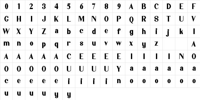 Jahasyah Regular  glyph index