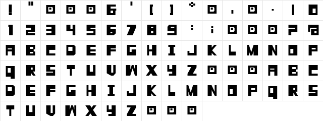 StreetRod Regular  glyph index