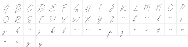 Angelic Bonques Free Script Regular  glyph index