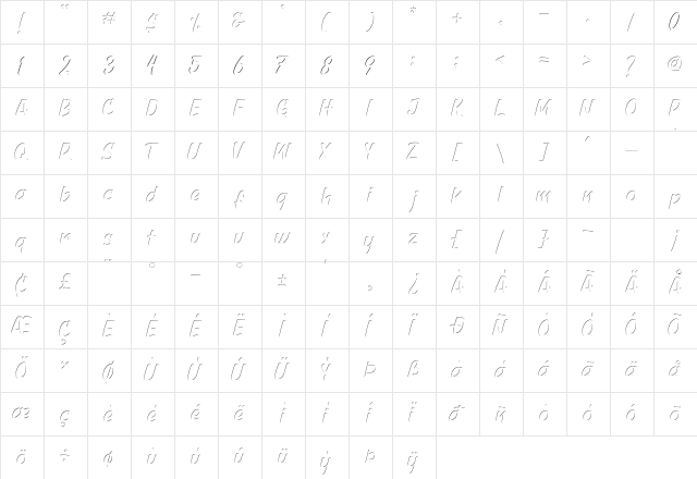 Great Hustle Inner Regular  glyph index