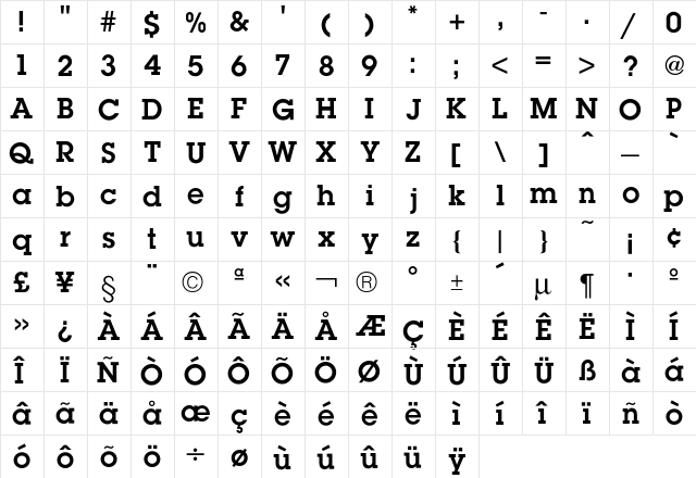 Lubalin Demi  glyph index