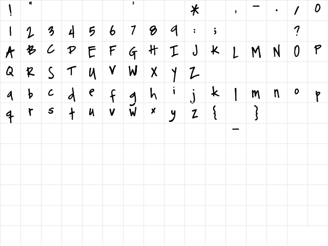Pea Breathe Easy Regular  glyph index