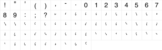 tir Regular  glyph index