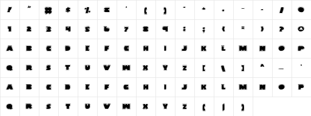 Land Whale Pro Pro  glyph index