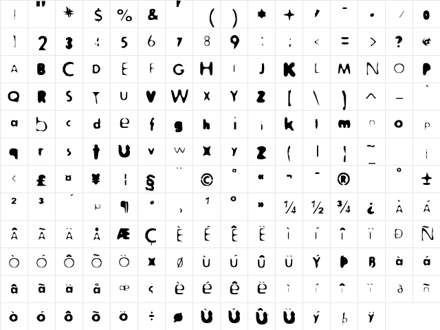 Adolescence Regular  glyph index