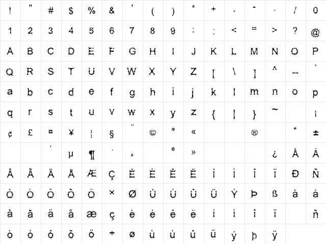 Satan Possessed Regular  glyph index