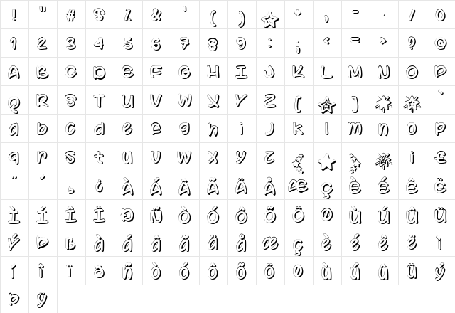 Color Your World Regular  glyph index