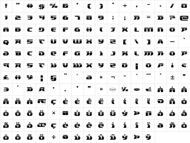 Lord of the Sith Laser Regular  glyph index