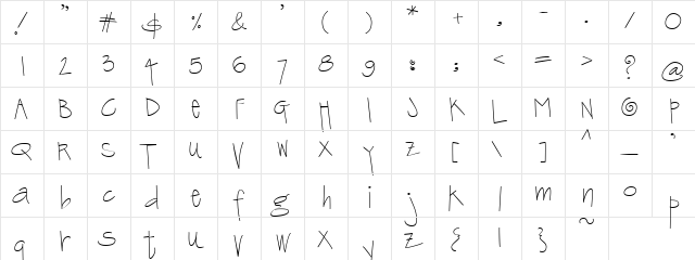 PC Rebs Writ Regular  glyph index