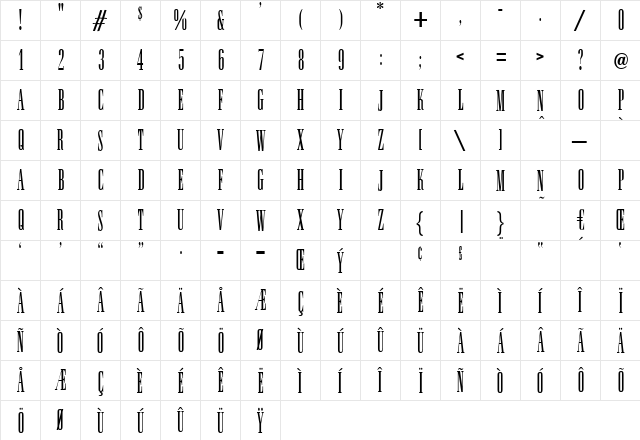 Charmeur Regular  glyph index