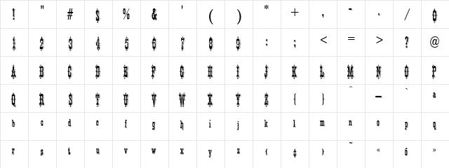 Patience Regular  glyph index