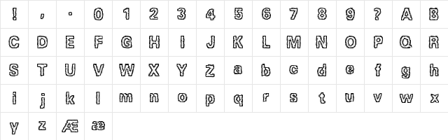 Jagged BRK Regular  glyph index