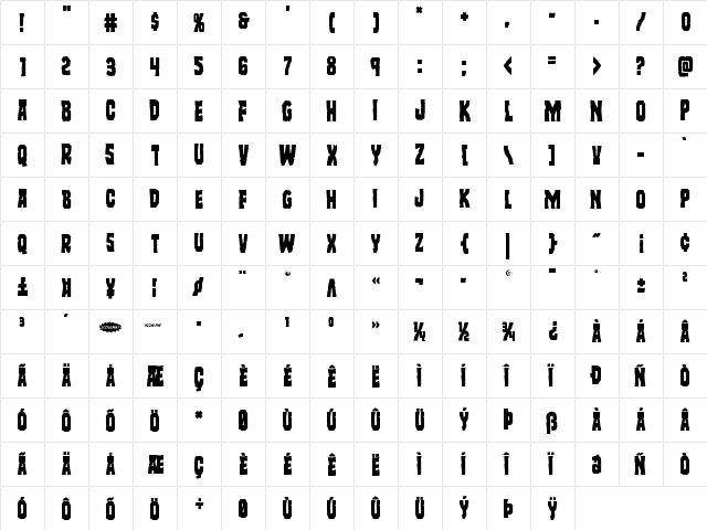 Freakfinder Regular  glyph index