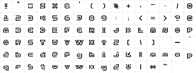 Alice Wonder Regular  glyph index