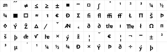 QuadraatSans Bold  glyph index