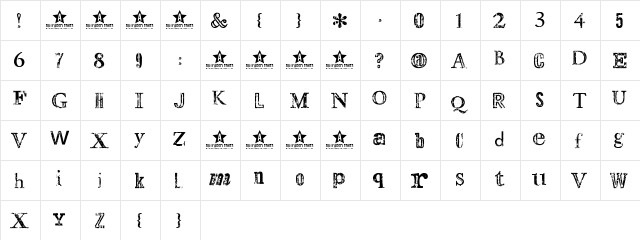 MAKEMEALPHA Copyright (c) 2009 by Billy Argel. All rights reserved. Regular  glyph index