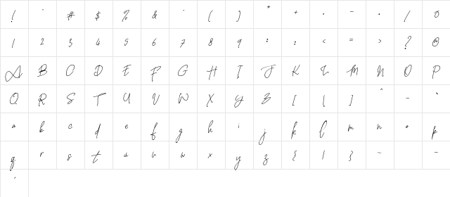 Witherscollin Italic  glyph index