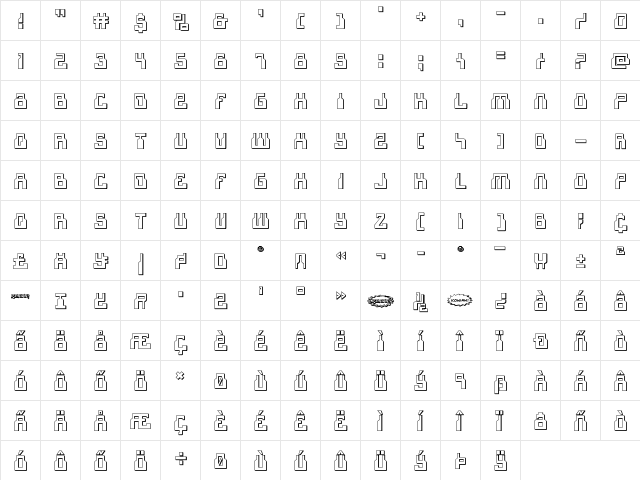 1968 Odyssey 3D Regular  glyph index
