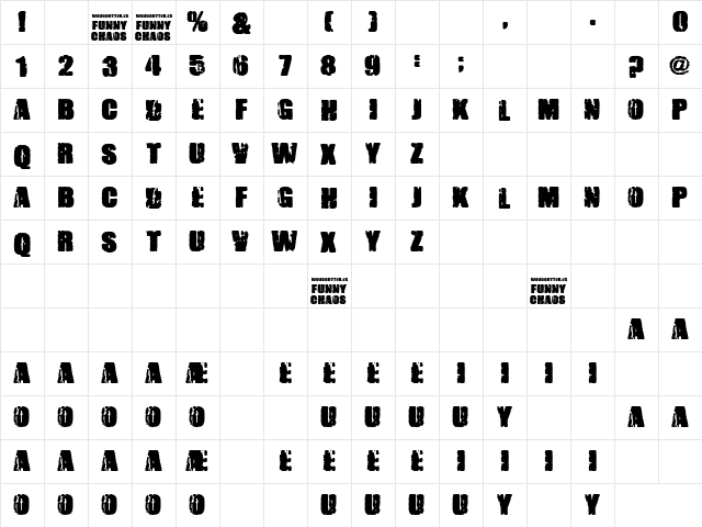 FUNNY CHAOS Regular  glyph index