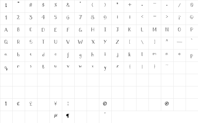 Mbb_Doubleline Regular  glyph index