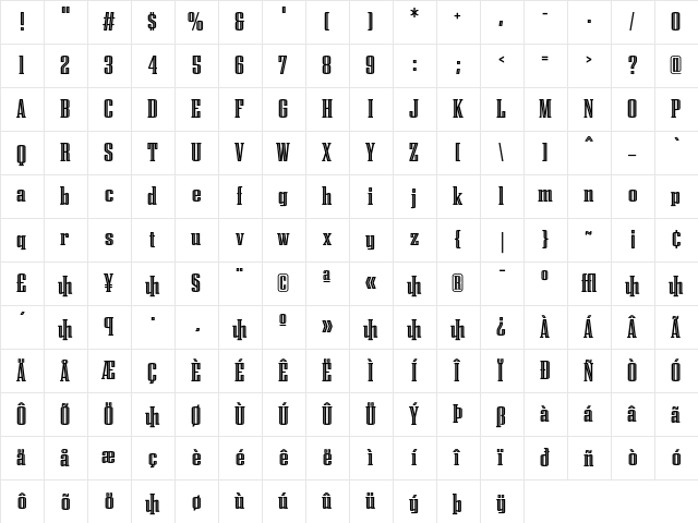 Citadel Inline  glyph index