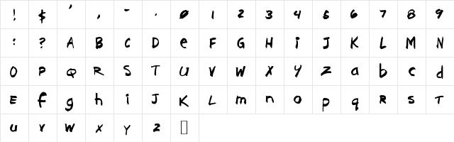 Brushcut Regular  glyph index