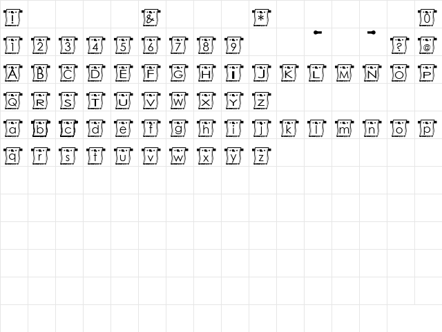 wl Font Regular  glyph index