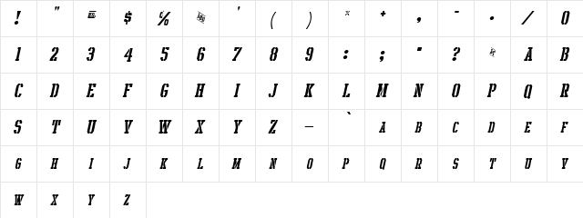 Intramural Stencil It. SC JL Regular  glyph index