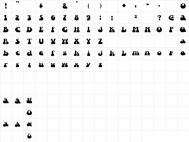 Dance Away 2 Regular  glyph index