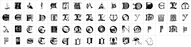 LettersBats Regular  glyph index