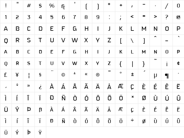 Kautiva Caps Regular  glyph index