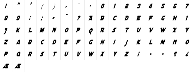 Distant Galaxy Condensed Italic  glyph index