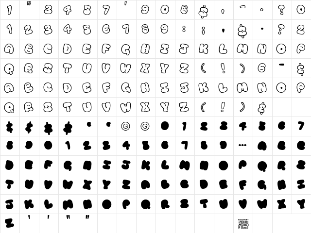 Tourist Trap Regular  glyph index