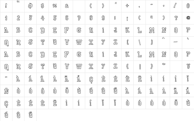 Xilo Galdino Cast Regular  glyph index