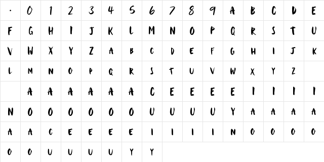 Makoa Regular  glyph index