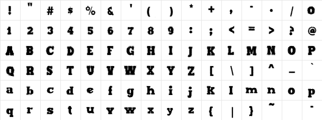 Maxxi Dots Bold  glyph index