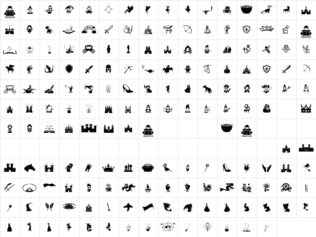 Fairy Tales Regular  glyph index