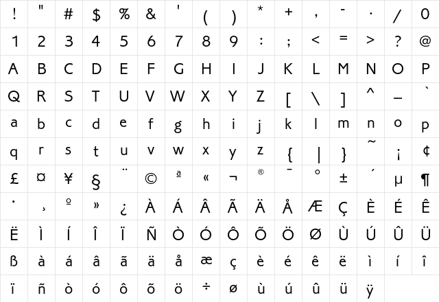 CorinthianEF Light  glyph index