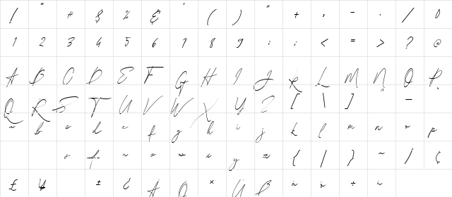 Halmahera Regular  glyph index