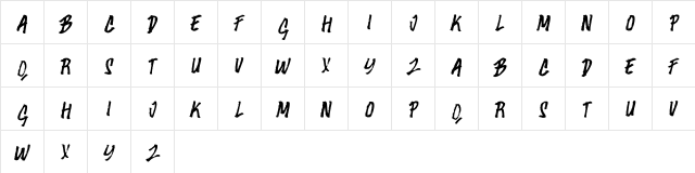Bagato Regular  glyph index